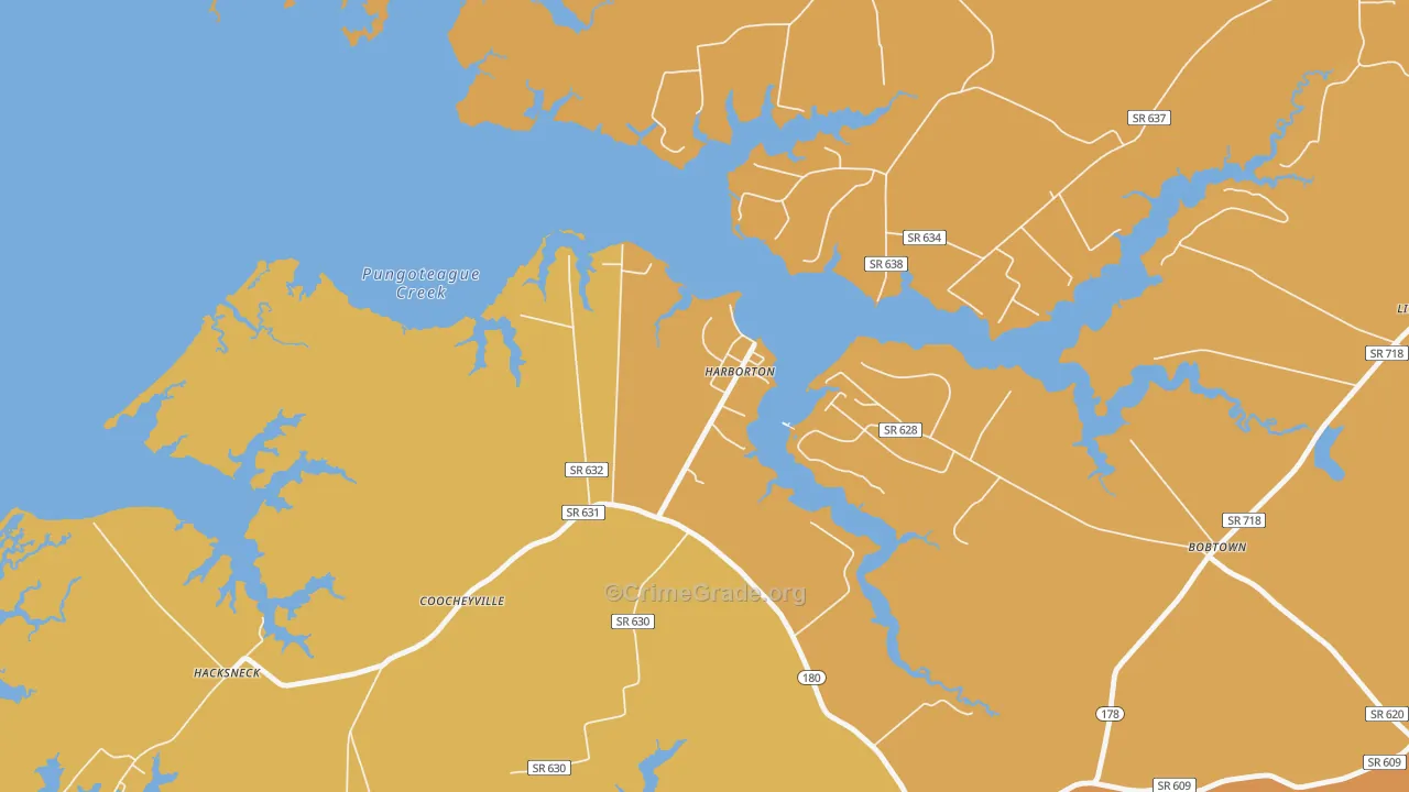 Harborton, VA Map of Robbery Rates