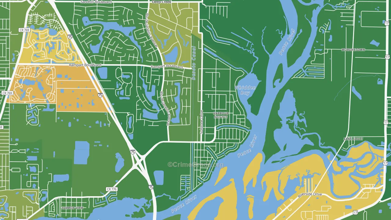 Harbour Heights, FL Map of Robbery Rates