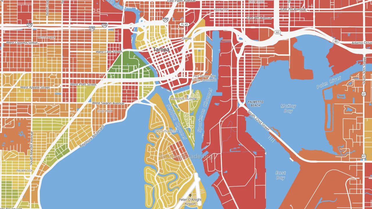 Harbour Island, Tampa, FL Map of Robbery Rates