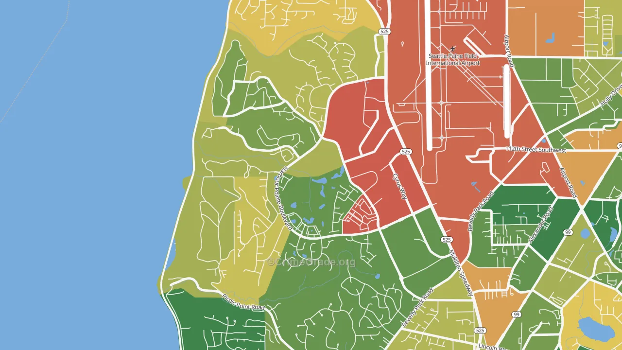 Harbour Pointe, Mukilteo, WA Map of Robbery Rates