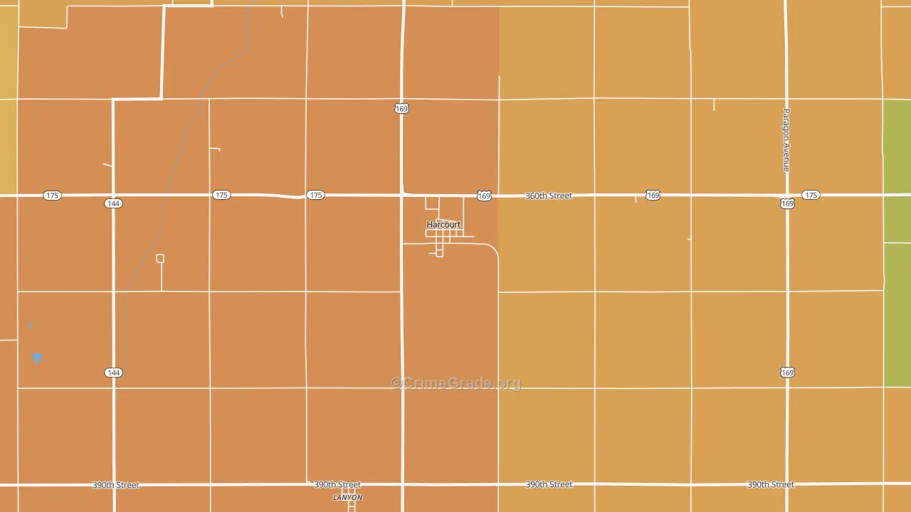 Harcourt, IA Map of Robbery Rates