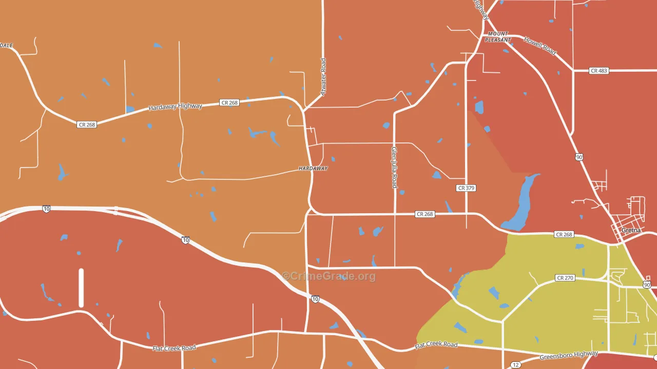 Hardaway, FL Map of Robbery Rates