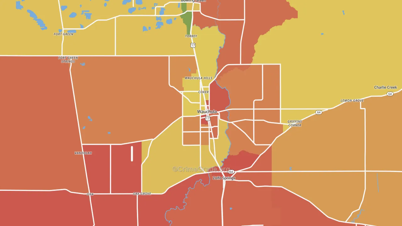 Hardee County, FL Map of Robbery Rates