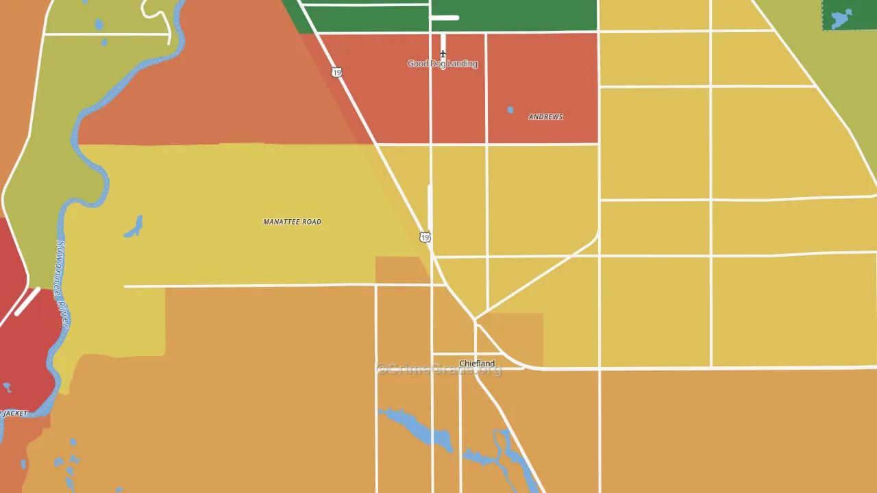 Hardeetown, FL Map of Robbery Rates