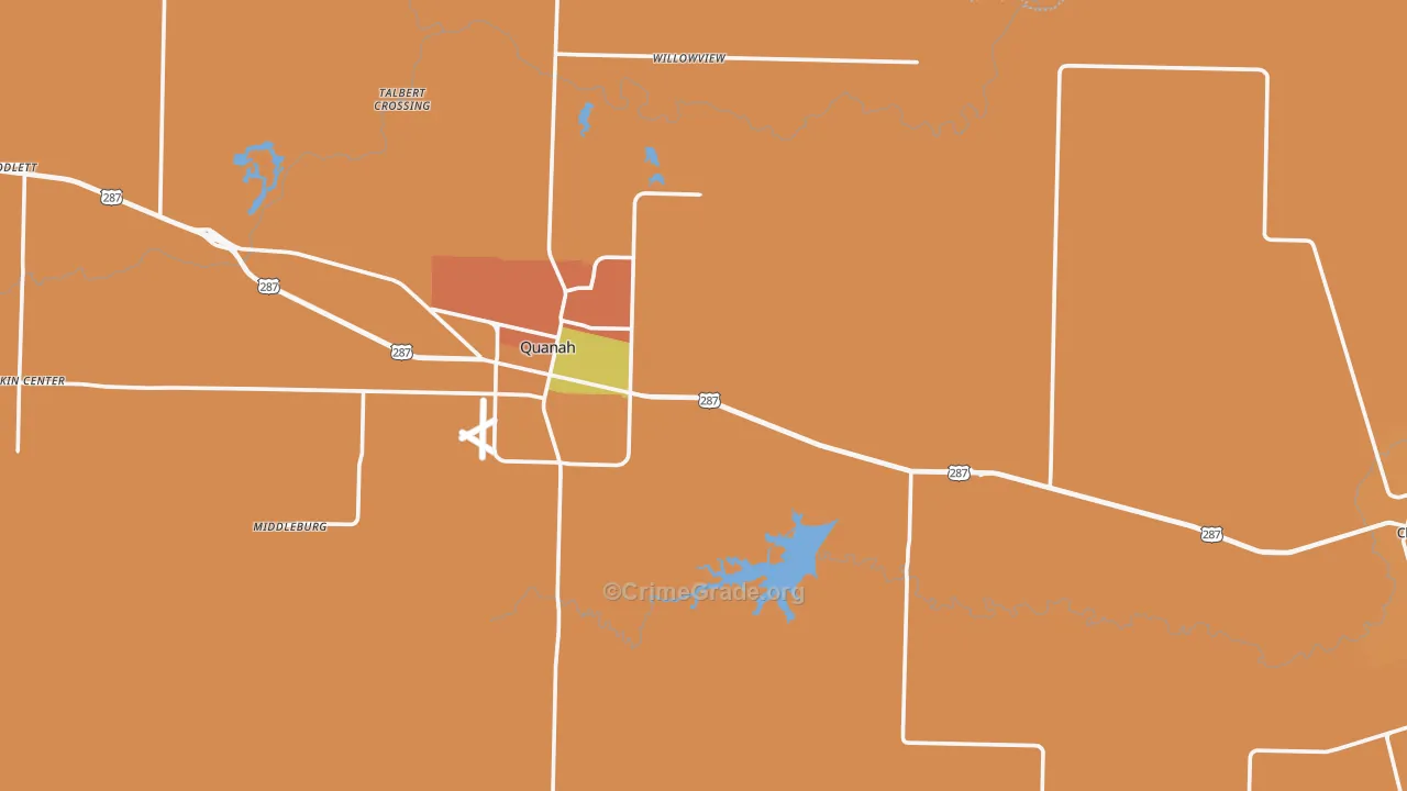 Hardeman County, TX Map of Robbery Rates