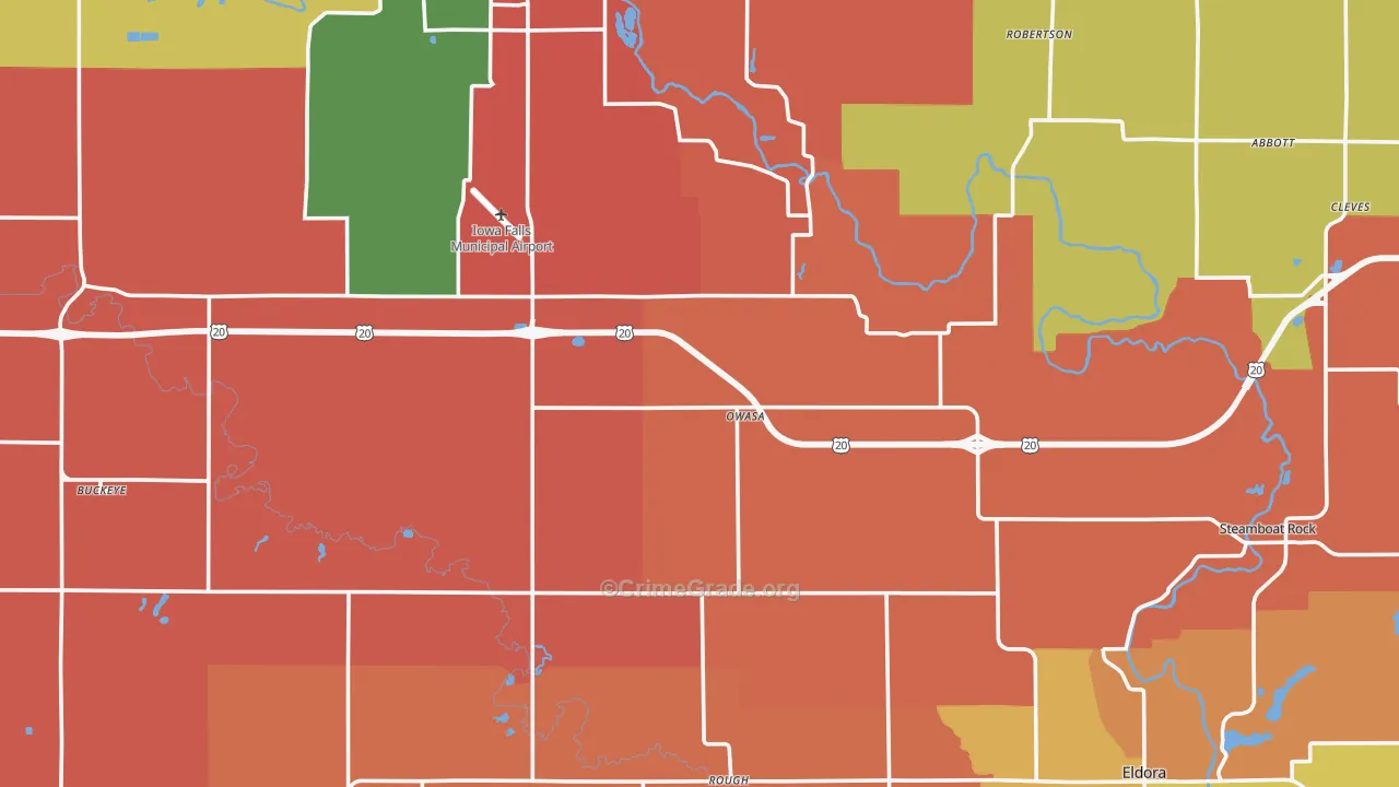 Hardin County, IA Map of Robbery Rates