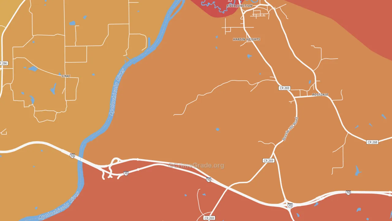 Hardin Heights, FL Map of Robbery Rates