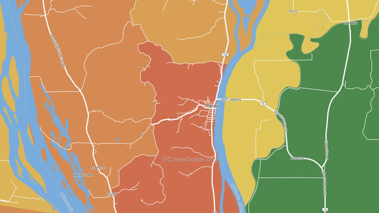 Hardin, IL Map of Robbery Rates