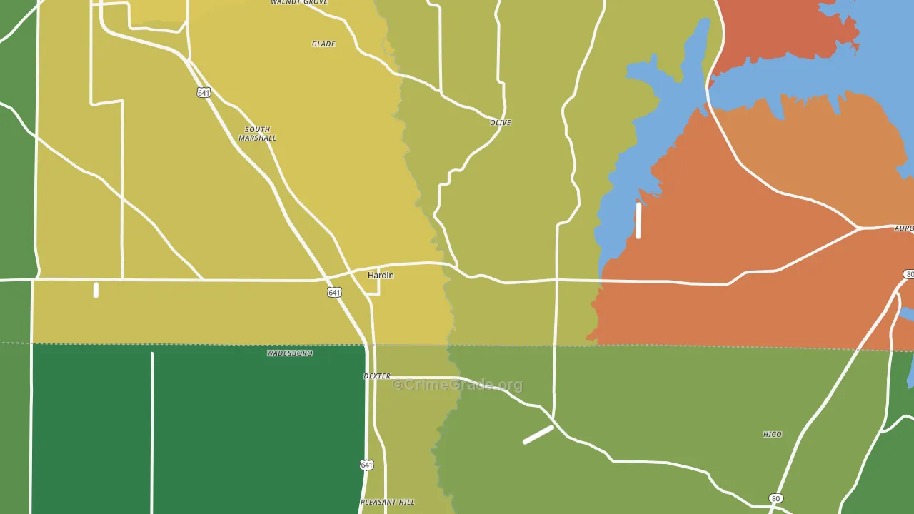 Hardin, KY Map of Robbery Rates