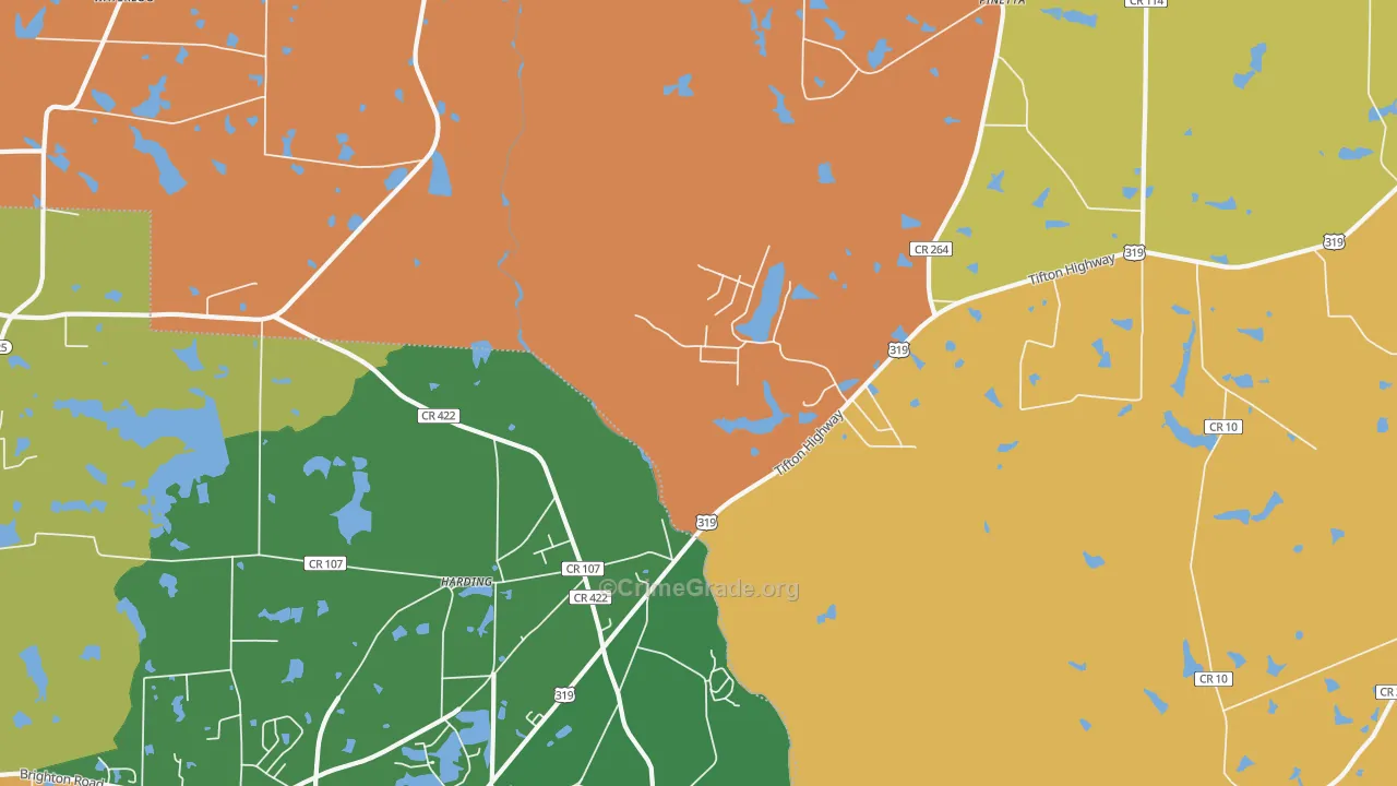 Harding, GA Map of Robbery Rates