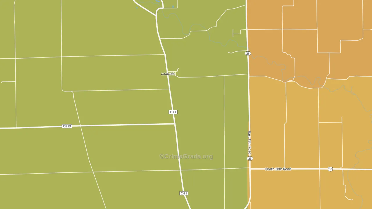 Harding, IL Map of Robbery Rates