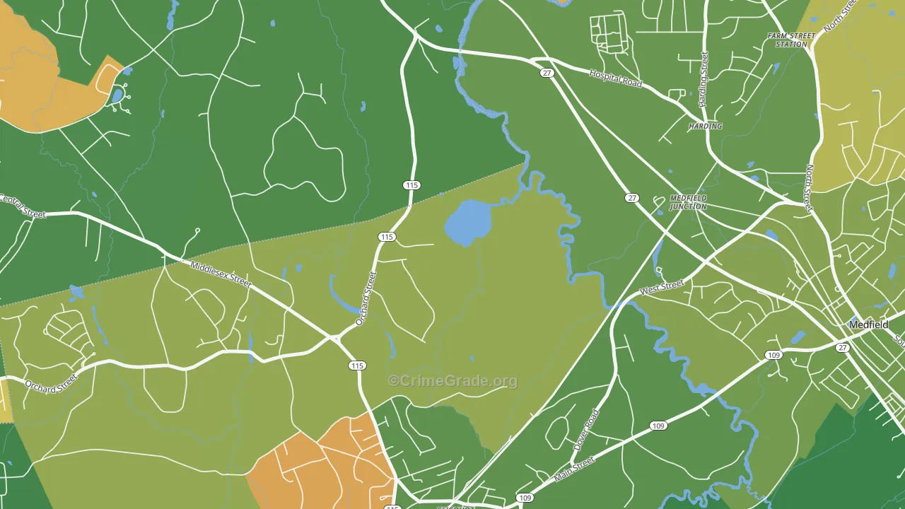 Harding, MA Map of Robbery Rates
