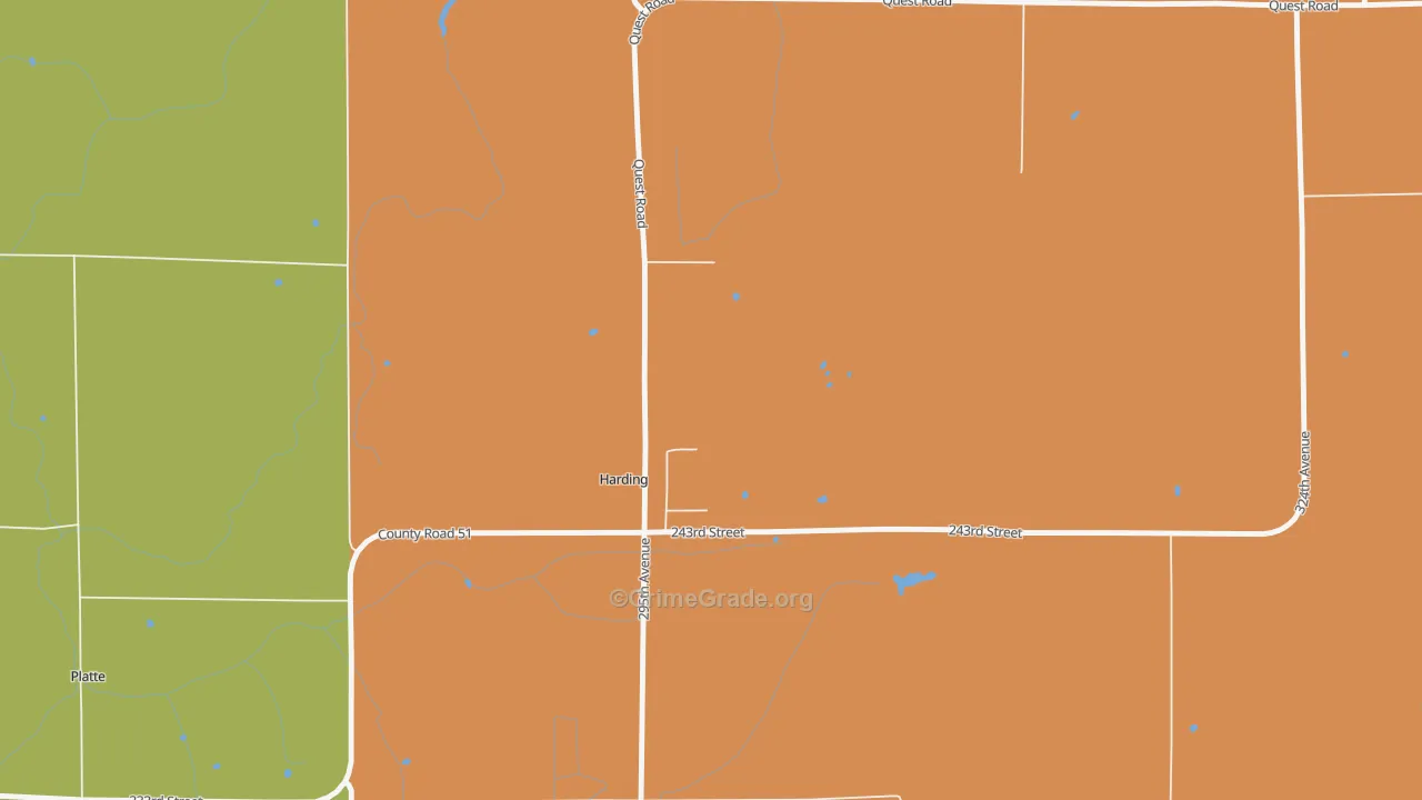 Harding, MN Map of Robbery Rates