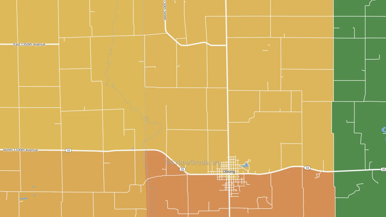 Hardinville, IL Map of Robbery Rates