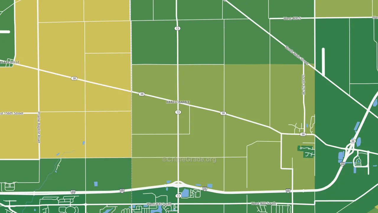 Hardscrabble, IN Map of Robbery Rates