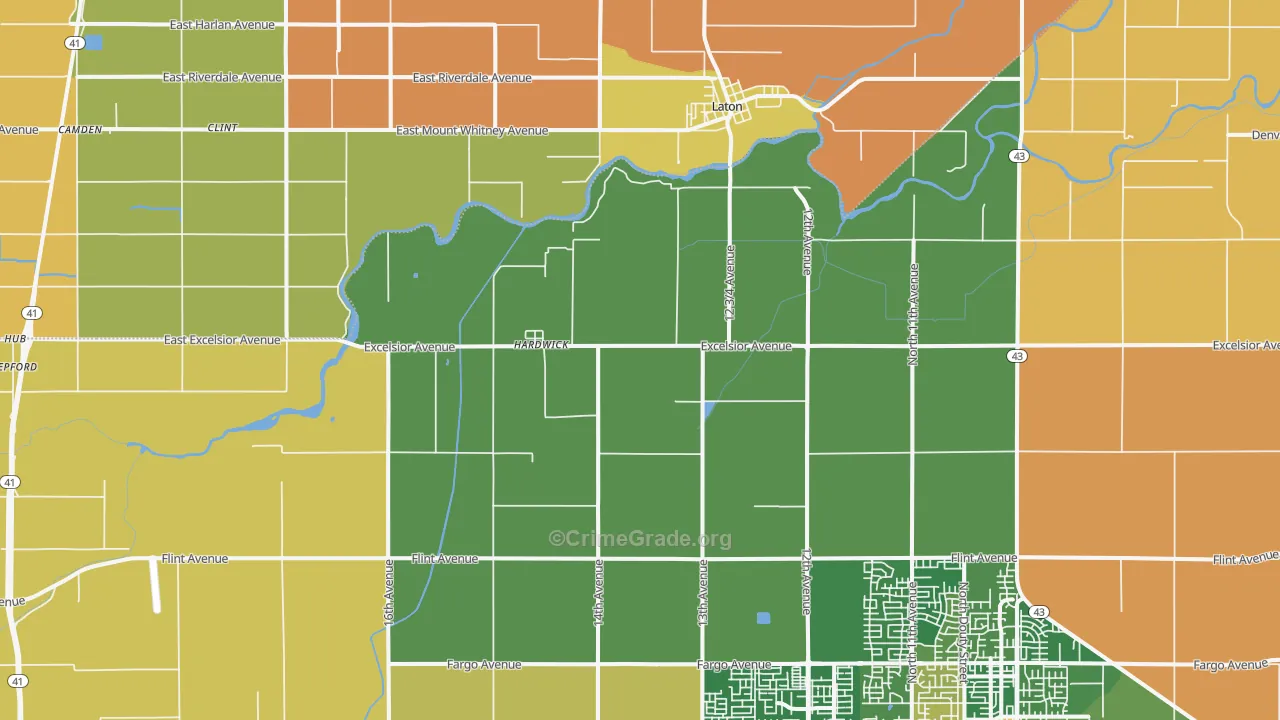 Hardwick, CA Map of Robbery Rates