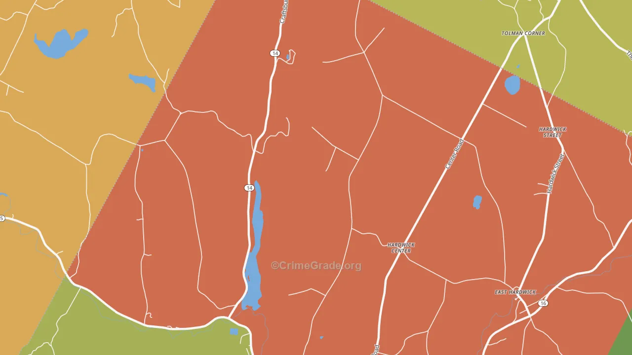 Hardwick Center, VT Map of Robbery Rates