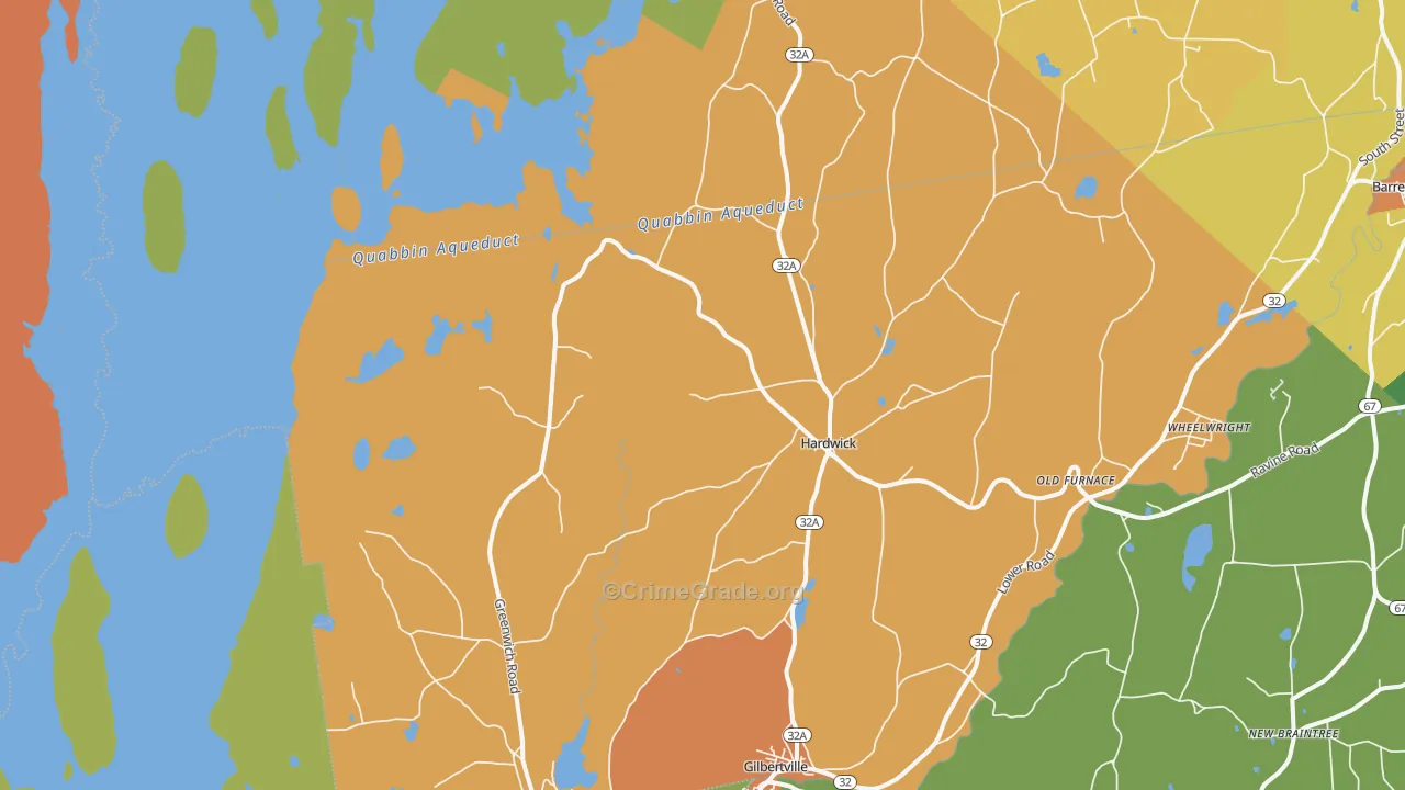 Hardwick, MA Map of Robbery Rates