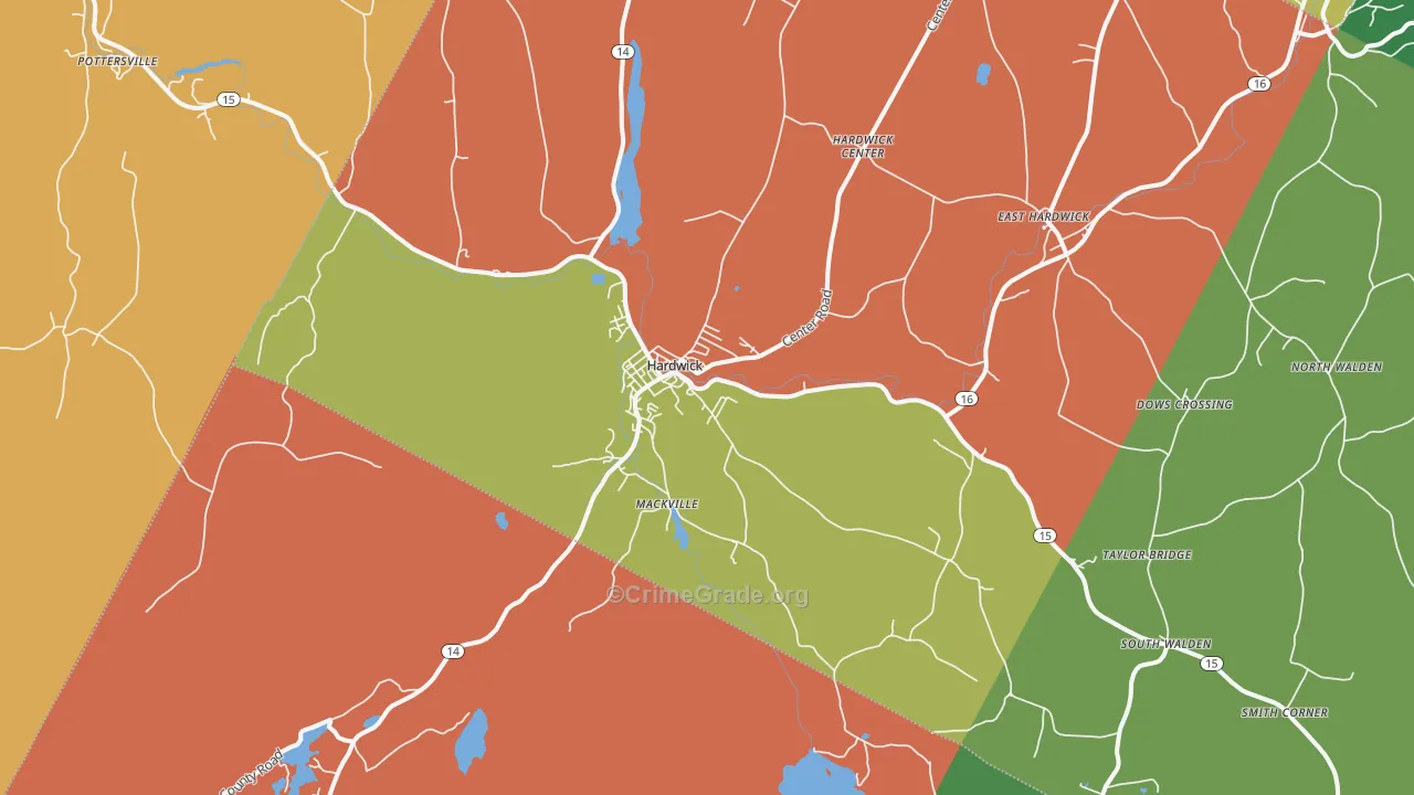 Hardwick, VT Map of Robbery Rates