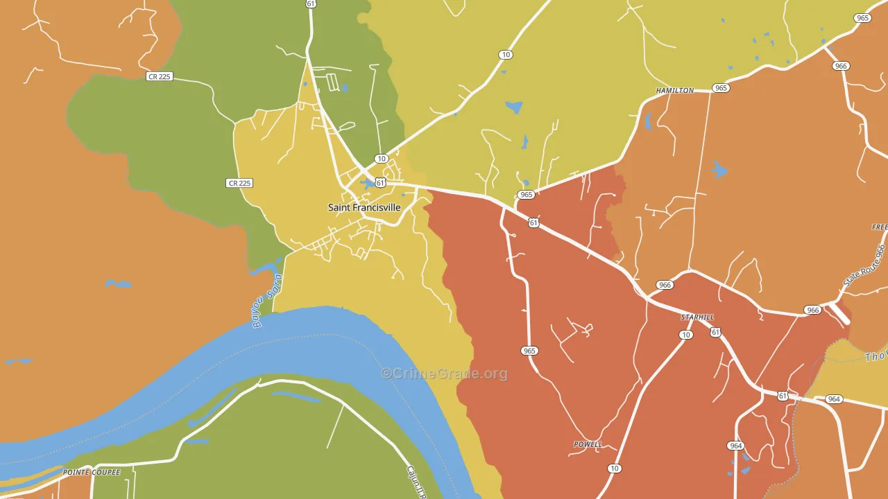 Hardwood, LA Map of Robbery Rates