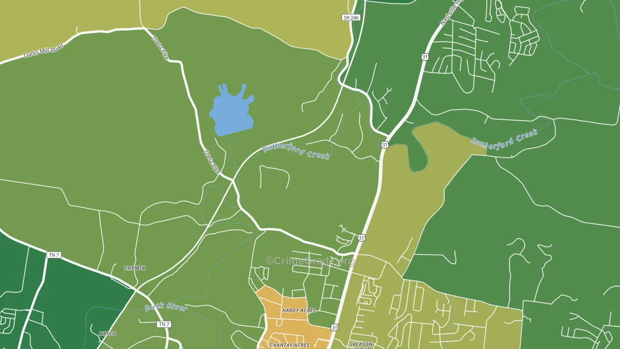 Hardy Acres, TN Map of Robbery Rates