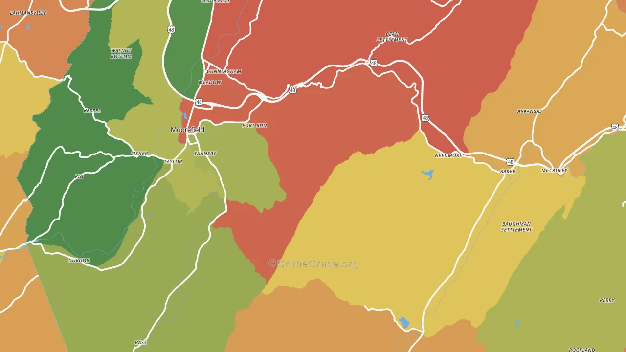 Hardy County, WV Map of Robbery Rates