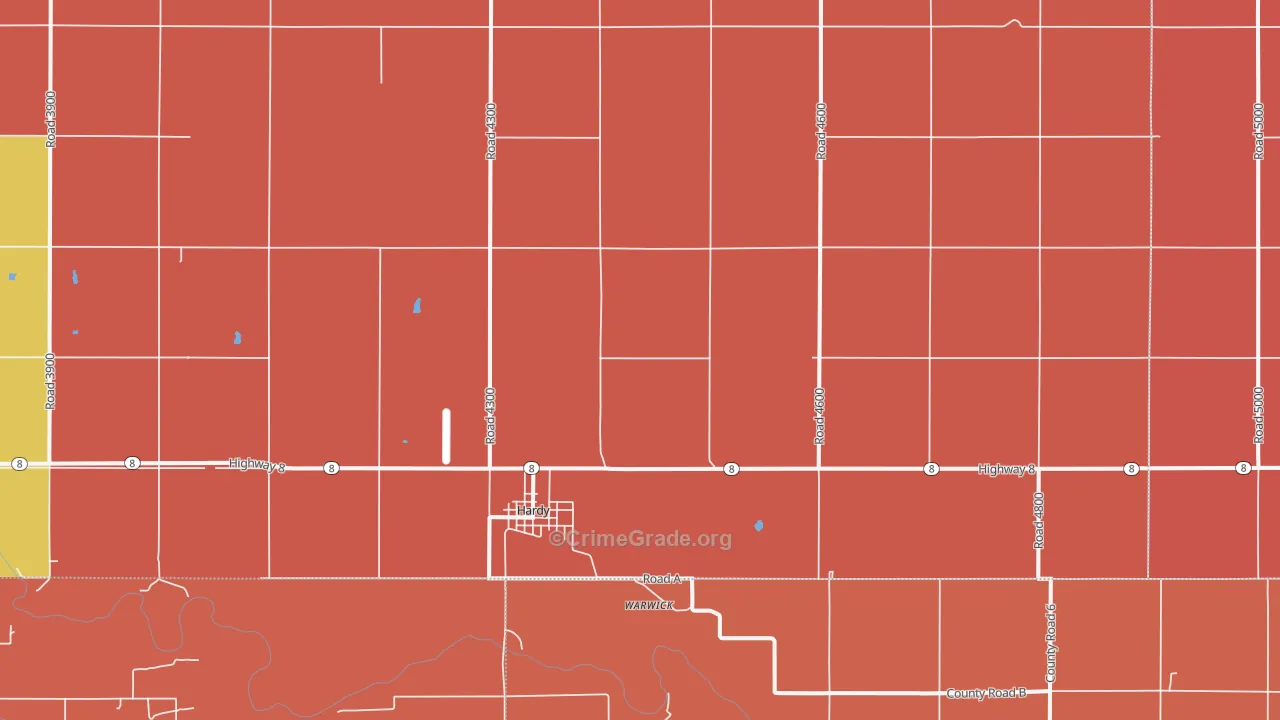 Hardy, NE Map of Robbery Rates