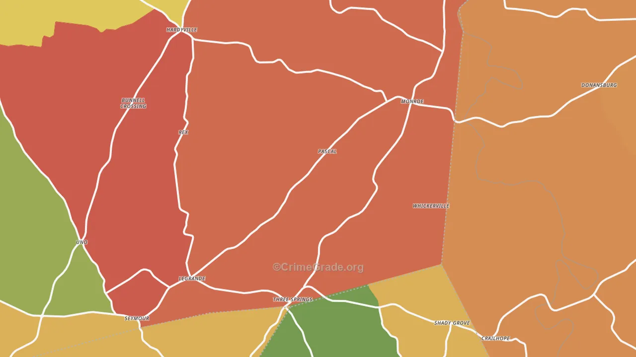 Hardyville, KY Map of Robbery Rates