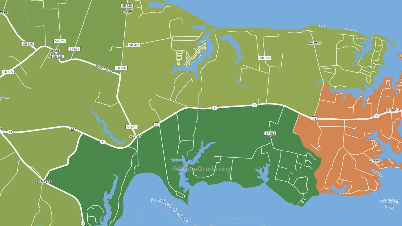 Hardyville, VA Map of Robbery Rates