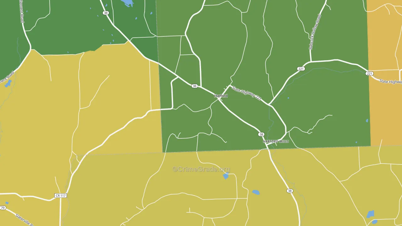 Harford, NY Map of Robbery Rates