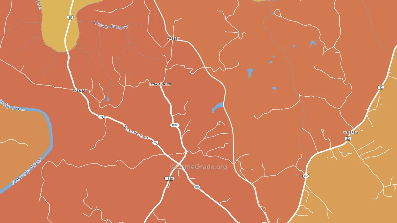 Hargett, KY Map of Robbery Rates