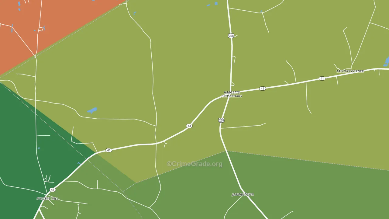 Hargetts Crossroads, NC Map of Robbery Rates