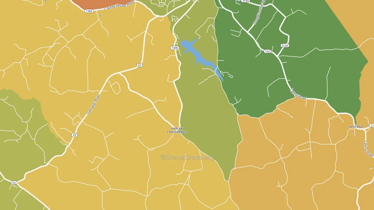 Harlan Crossroads, KY Map of Robbery Rates