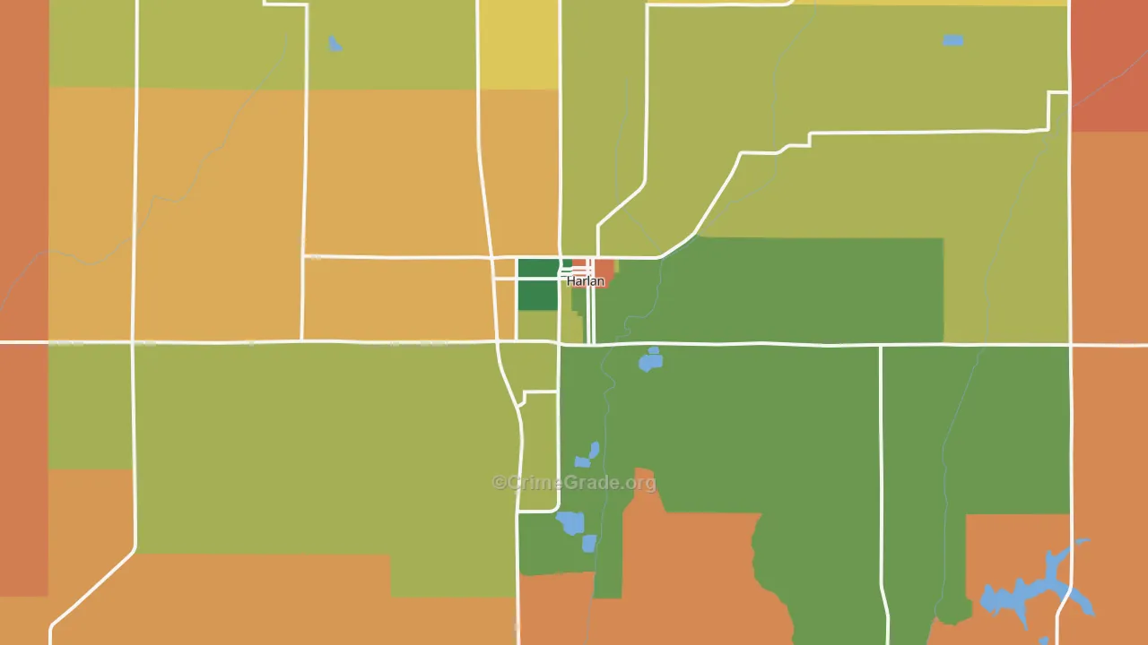 Harlan, IA Map of Robbery Rates