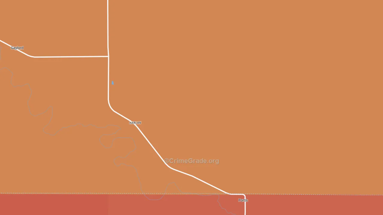 Harlan, KS Map of Robbery Rates