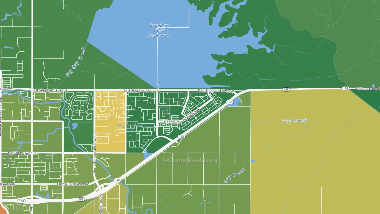 Harlan Ranch, Clovis, CA Map of Robbery Rates