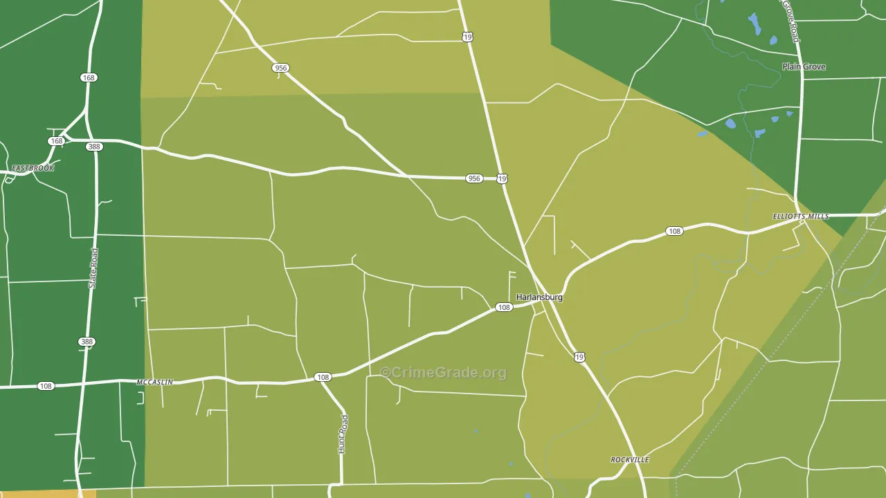 Harlansburg, PA Map of Robbery Rates
