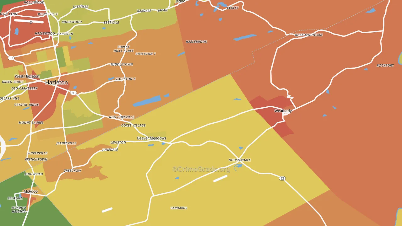 Harleigh, PA Map of Robbery Rates