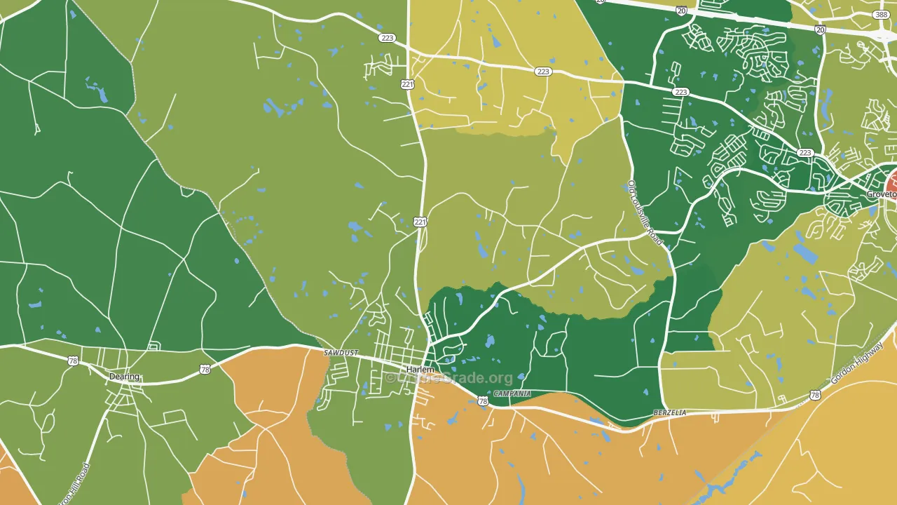 Harlem, GA Map of Robbery Rates
