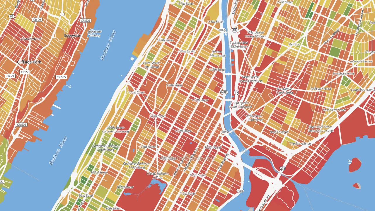 Harlem, Manhattan, NY Map of Robbery Rates
