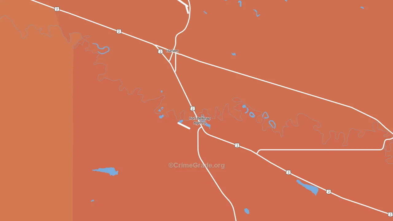 Harlem, MT Map of Robbery Rates