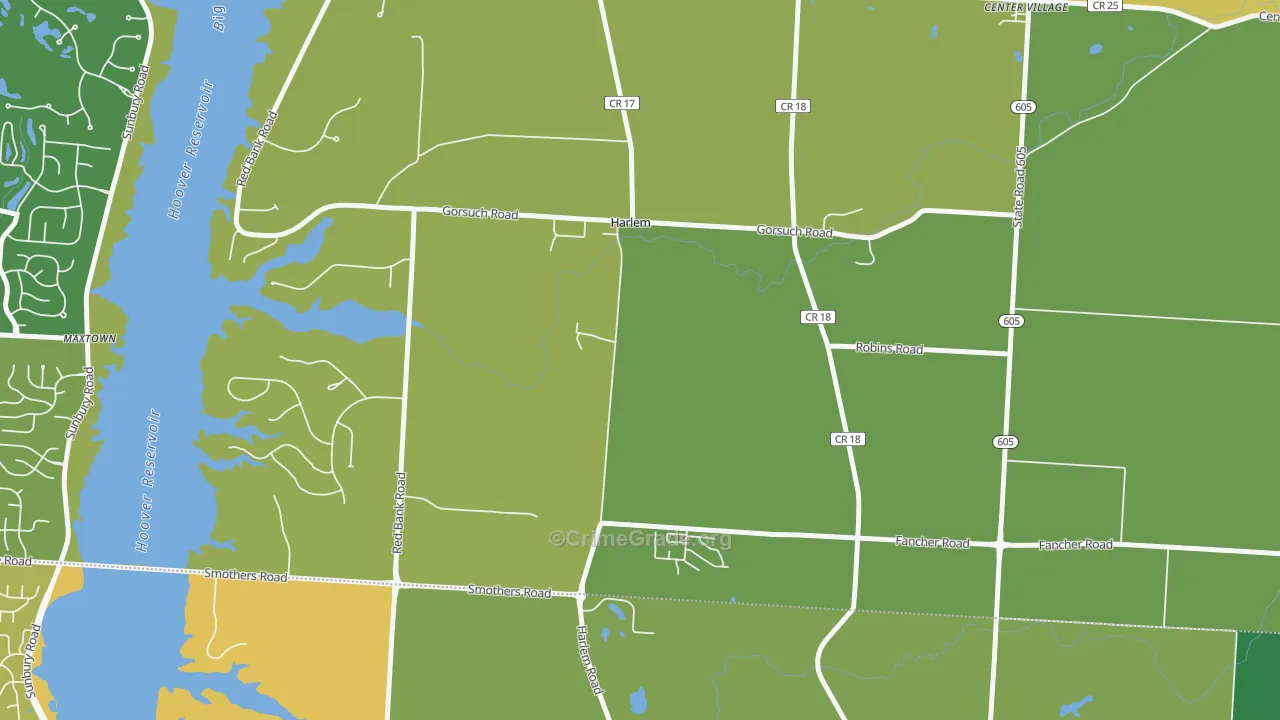 Harlem, OH Map of Robbery Rates