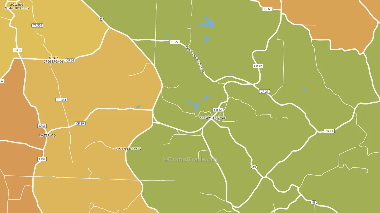 Harlem Springs, OH Map of Robbery Rates