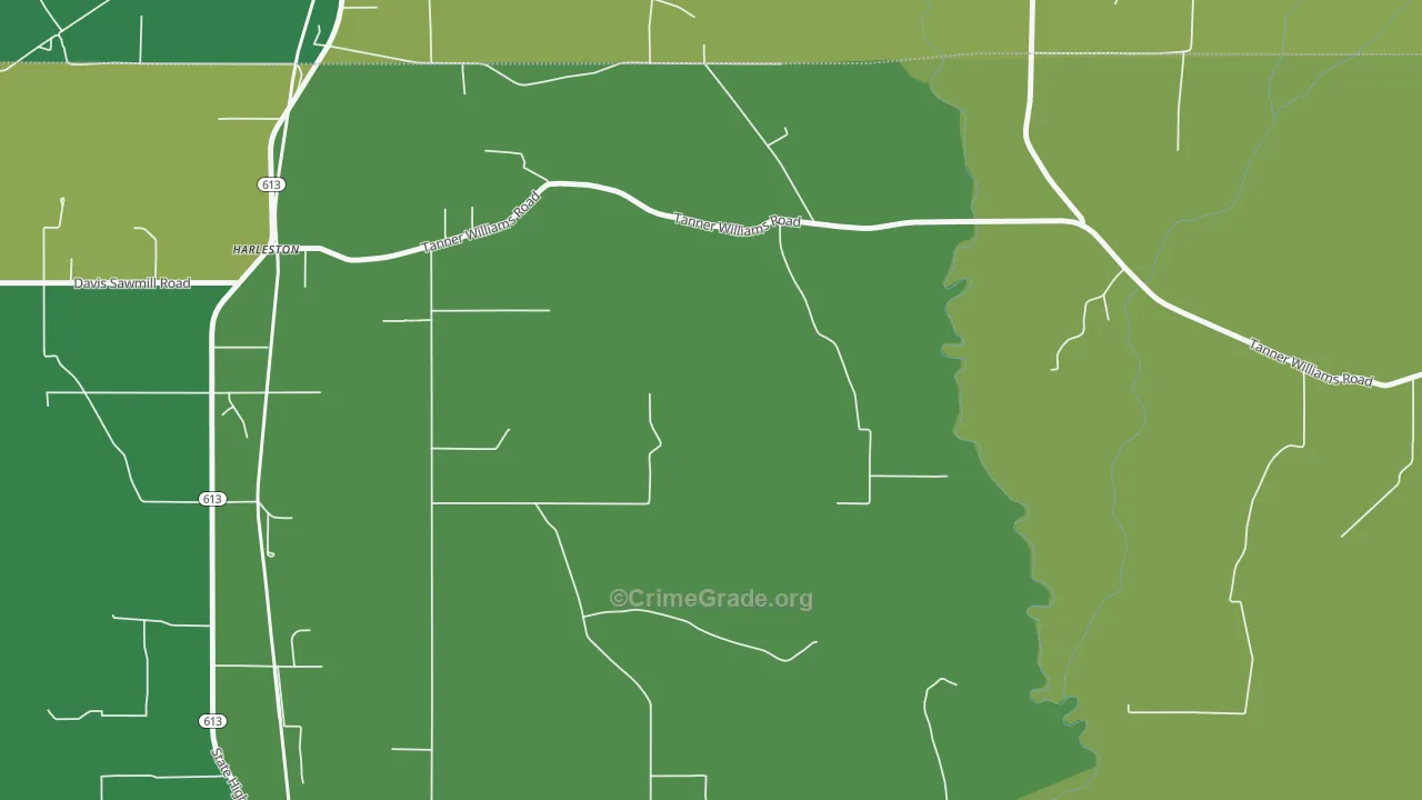 Harleston, MS Map of Robbery Rates