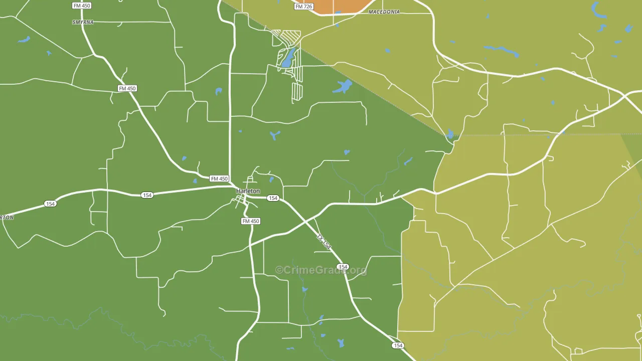 Harleton, TX Map of Robbery Rates