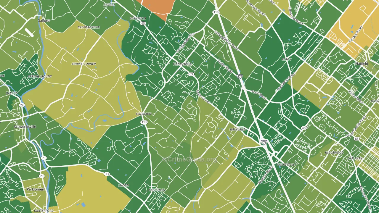 Harleysville, PA Map of Robbery Rates