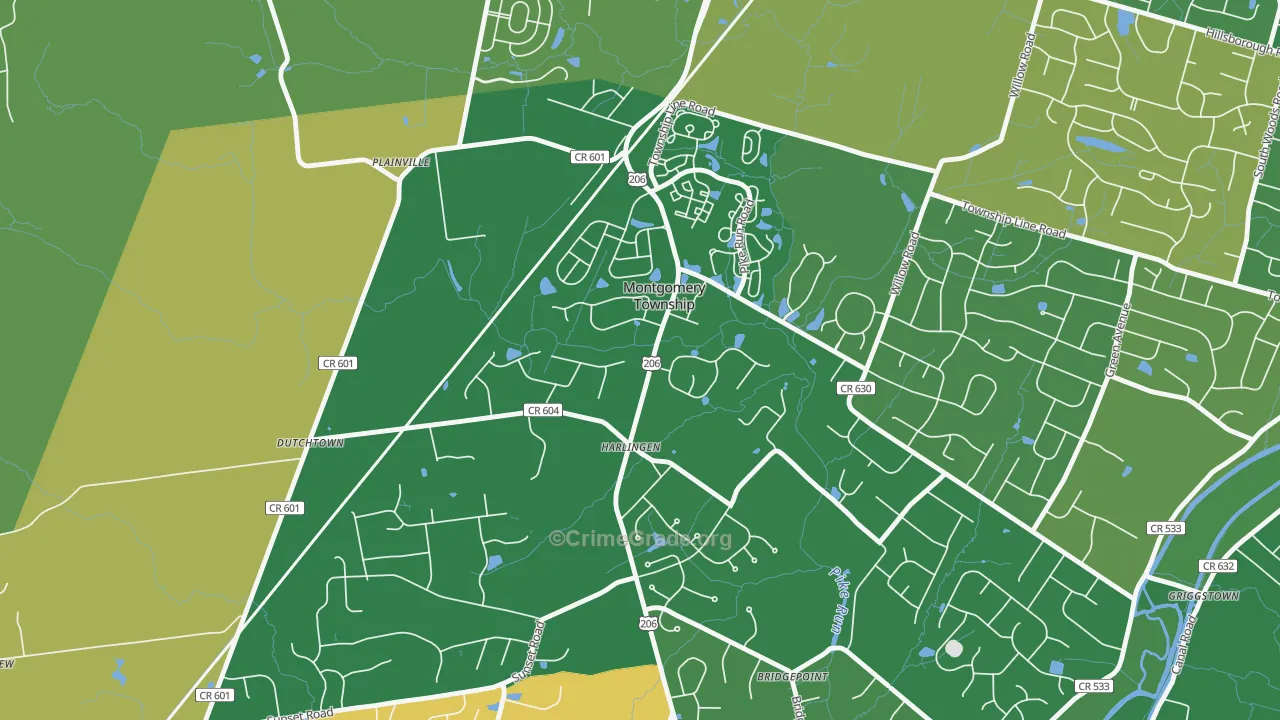 Harlingen, NJ Map of Robbery Rates
