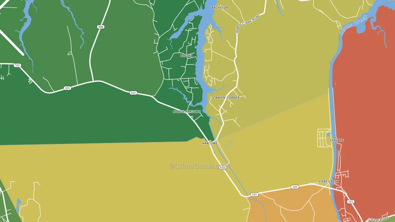 Harlowe, NC Map of Robbery Rates