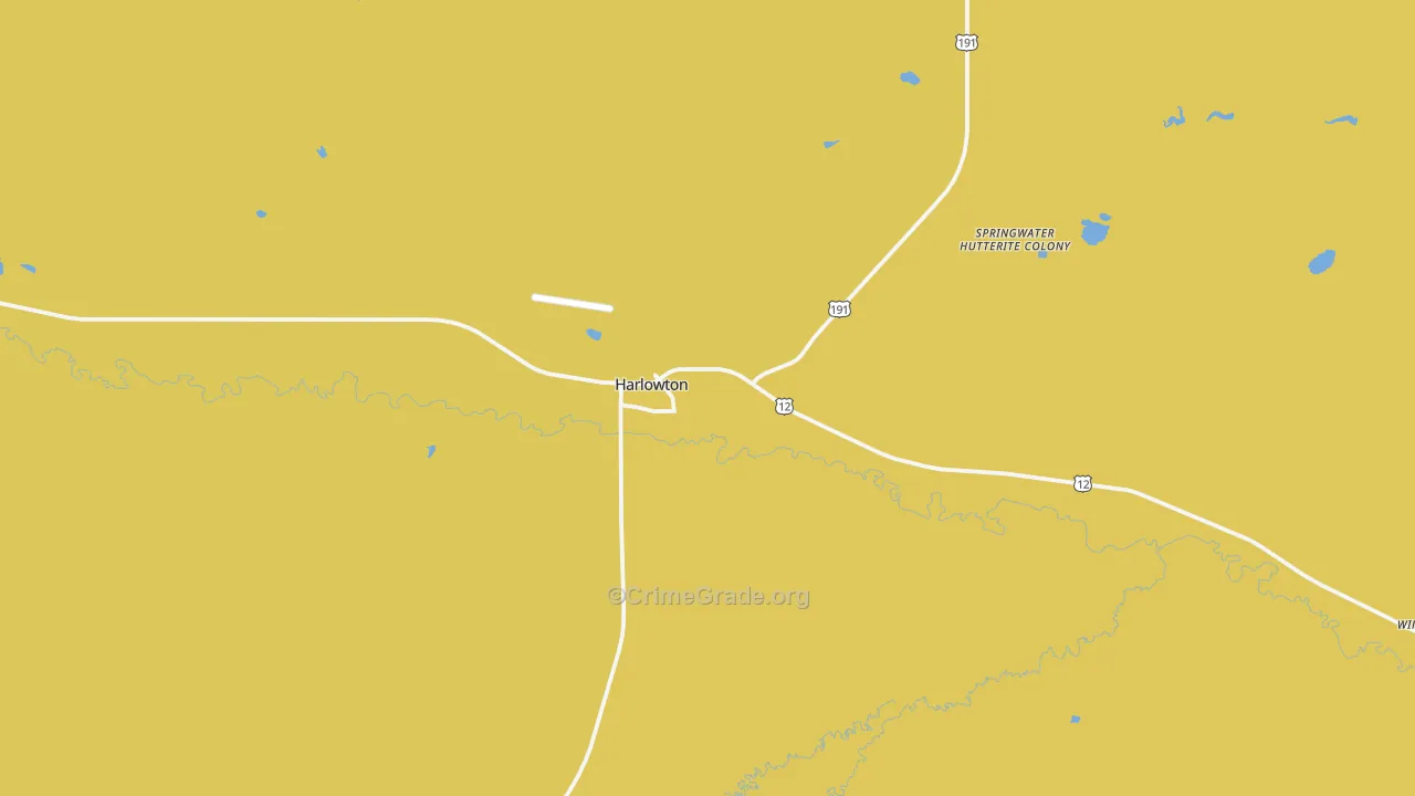 Harlowton, MT Map of Robbery Rates