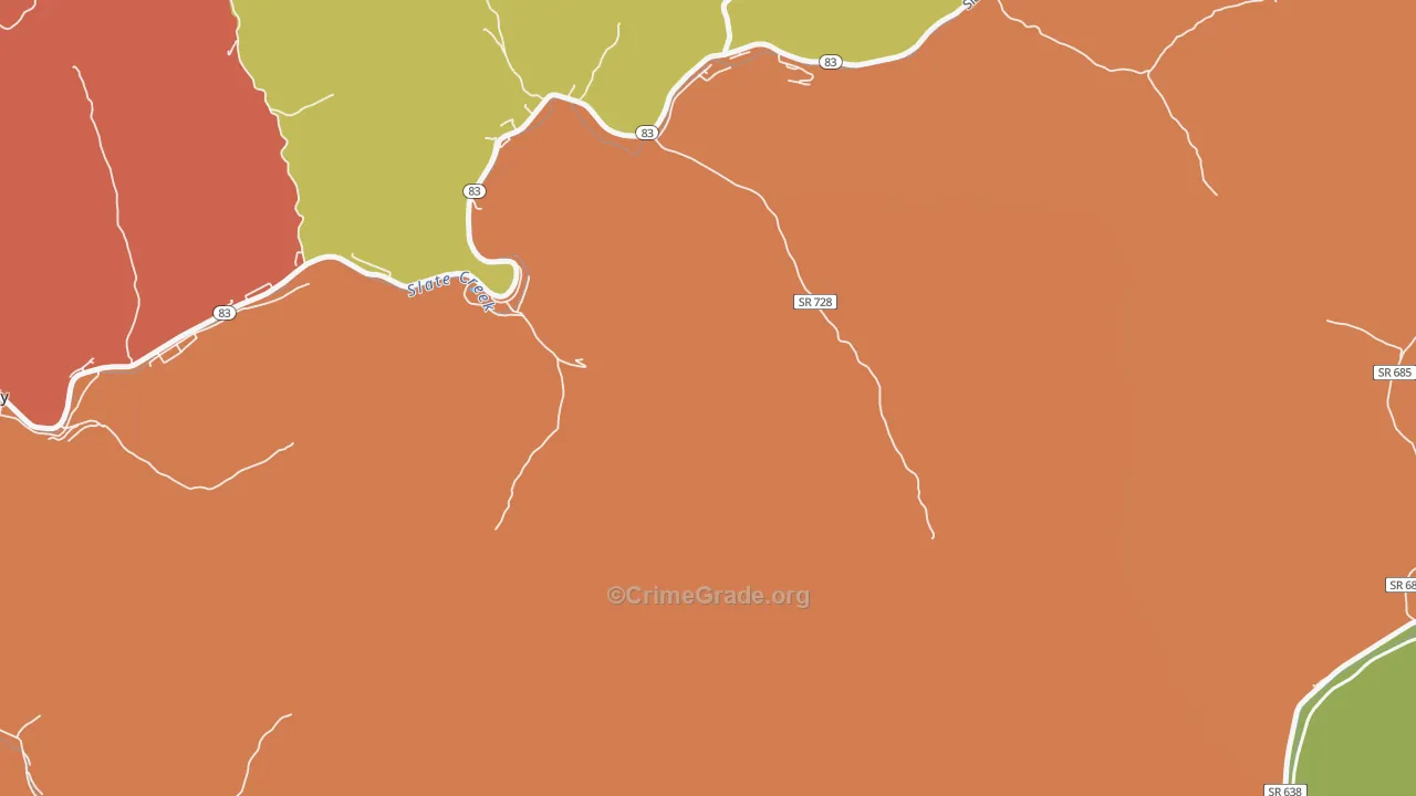 Harman, VA Map of Robbery Rates
